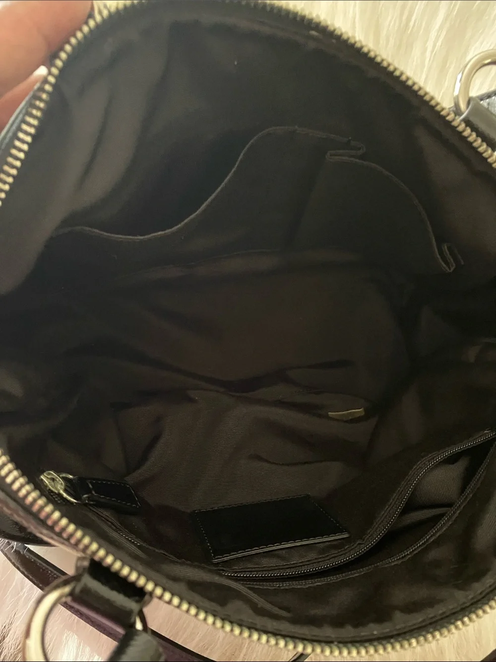 COACH Signature Jacquard Stripe Satchel in Black/ Gray with Strap F24364 EUC